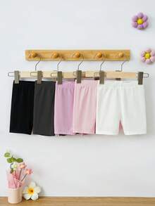 SHEIN Playful Pals 5件套女婴休闲可爱运动短裤打底裤，舒适多色，适合日常穿着，室内外皆宜 - 彩色 - 查看 3