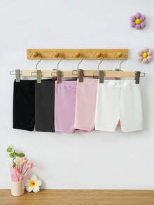 SHEIN Playful Pals 5件套女婴休闲可爱运动短裤打底裤，舒适多色，适合日常穿着，室内外皆宜 - 彩色 - 查看 4