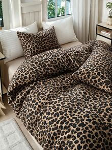 Women's Ranforce Leopard Double Duvet Cover Set Sheet Sets With Pi... - Black - View 6