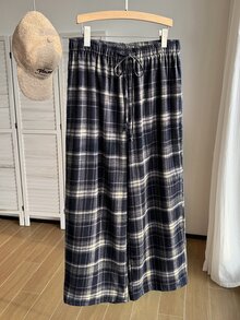 Comfortcana Plus Size Autumn/Winter Collegiate Style Straight Leg Pants - Navy Blue - View 3