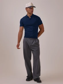 Musero Muscle Fit Knit Polo Neck Top Autumn Winter Essentials Layering - Blue - View 2