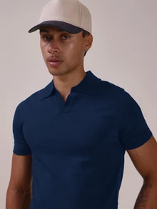 Musero Muscle Fit Knit Polo Neck Top Autumn Winter Essentials Layering - Blue - View 5