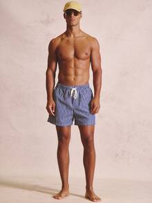 Musero Dark Stripe Swimwear Shorts Elasticated Waist  Spring Summer Essentials Holiday - Blue and White - View 3