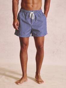 Musero Dark Stripe Swimwear Shorts Elasticated Waist  Spring Summer Essentials Holiday - Blue and White - View 4