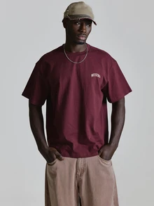 Musero Oversized Drop Shoulder Tshirt "Lost In The Feed"Graphic Print Crew Neckline Autum Winter Essentials - Purple - View 2