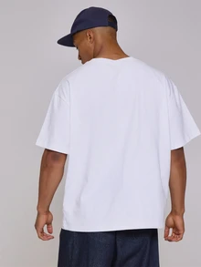 Musero OVERSIZED DROP SHOULDER GRAPHIC TSHIRT WITH CHEETAH PRINT - White - View 4