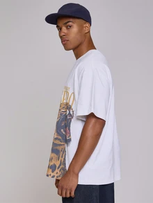 Musero OVERSIZED DROP SHOULDER GRAPHIC TSHIRT WITH CHEETAH PRINT - White - View 3