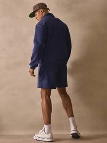 Musero Long Sleeve Quater Zip Style Top Co Ord Tracksuit Set Basic Shorts Autumn Winter Essentials - Navy Blue - View 4