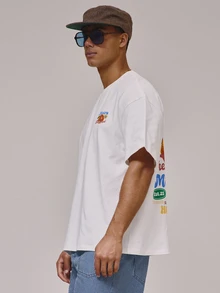 Musero Oversized Graphic Print Large Summery Orange Fruit Short Sleeve Crew Neck Tshirt Spring Summer Holiday Essentials - White - View 3