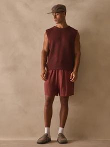 Musero Round Kneck Thick Rib Hem Sleevless Tank Top Knitted Vest Spring Summer Essentials - Coffee Brown - View 4
