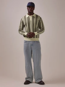 Musero Relaxed Fit Contrast Stripe Knit Jumper Standared Collar Spring Summer Essentials - Multicolor - View 2