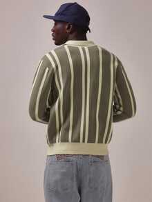 Musero Relaxed Fit Contrast Stripe Knit Jumper Standared Collar Spring Summer Essentials - Multicolor - View 4