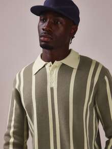 Musero Relaxed Fit Contrast Stripe Knit Jumper Standared Collar Spring Summer Essentials - Multicolor - View 5