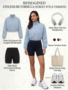 Fluxe Women Light Blue Polka Dot Half Zip Pullover Jacket Woven Stand Collar Cropped Long Sleeve Gym Workout Training Running Athletic Windbreaker - Sky Blue - View 9