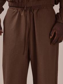 Musero Nylon Bungee Chord Waist And Hem Track Pants Contrast Colour Spring Summer Essentials - Coffee Brown - View 5