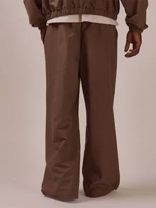 Musero Nylon Bungee Chord Waist And Hem Track Pants Contrast Colour Spring Summer Essentials - Coffee Brown - View 4