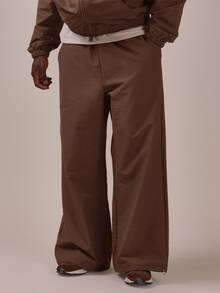 Musero Nylon Bungee Chord Waist And Hem Track Pants Contrast Colour Spring Summer Essentials - Coffee Brown - View 2