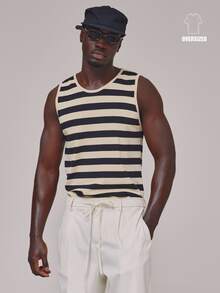 Musero Camiseta de tirantes con paneles de contraste y rayas, cuello redondo bajo, esencial para primavera y verano, ideal para vacaciones - Multicolor - Ver 2