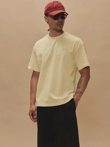Musero SHORT SLEEVE OVERSIZED GRAPHIC TSHIRT - "Postage Stamp" - Pale Yellow - View 5