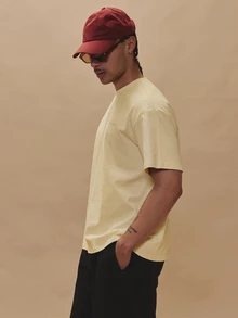 Musero SHORT SLEEVE OVERSIZED GRAPHIC TSHIRT - "Postage Stamp" - Pale Yellow - View 4