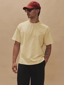 Musero SHORT SLEEVE OVERSIZED GRAPHIC TSHIRT - "Postage Stamp" - Pale Yellow - View 2