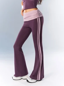 VARSIVA Women's Colorblock Casual Daily Travel Sports Long Pants - Purple - View 9