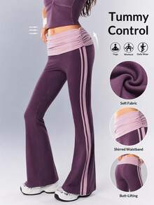 VARSIVA Women's Colorblock Casual Daily Travel Sports Long Pants - Purple - View 1