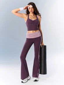 VARSIVA Women's Colorblock Casual Daily Travel Sports Long Pants - Purple - View 7