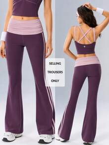VARSIVA Women's Colorblock Casual Daily Travel Sports Long Pants - Purple - View 10