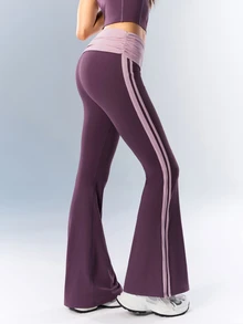 VARSIVA Women's Colorblock Casual Daily Travel Sports Long Pants - Purple - View 8