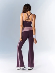 VARSIVA Women's Colorblock Casual Daily Travel Sports Long Pants - Purple - View 6