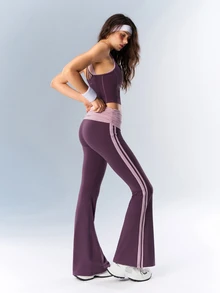 VARSIVA Women's Colorblock Casual Daily Travel Sports Long Pants - Purple - View 5