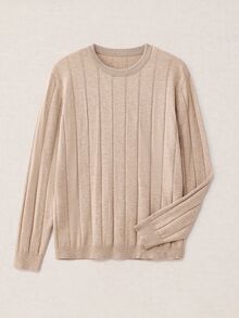 Calmiston Contains Wool Men's Casual Versatile Crew Neck Sweater Formal Old Money - Multicolor - View 8