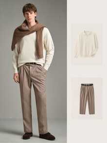 Calmiston Contains Wool Men's Casual Versatile Solid Color Sweater, Autumn Formal Old Money - White - View 8