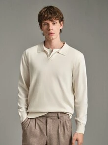 Calmiston Contains Wool Men's Casual Versatile Solid Color Sweater, Autumn Formal Old Money - White - View 9