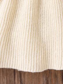 SHEIN Baby Girl High Collar Cable Knit Sweater Dress Autumn Fall - Apricot - View 5