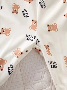 SHEIN 新生兒嬰兒休閒可愛黃色小熊、粉色小貓、白色小兔連腳褲，女嬰秋季款 - 棕色 - 查看 9