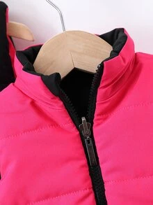 SHEIN 女嬰可正反穿配色拼接加厚外套背心 秋季 - 彩色 - 查看 9