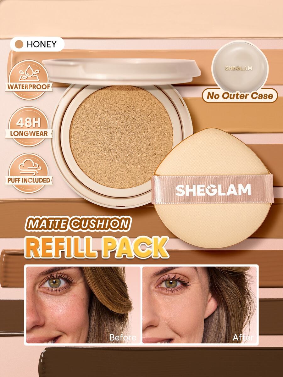 SHEGLAM Lock & Go 持久氣墊粉底(補充裝)-Honey 品牌美妝化妝品 適合女士與女孩 - Honey - 查看 1