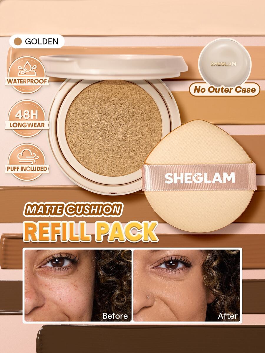 SHEGLAM Lock & Go 持久氣墊粉底(補充裝)-Golden 品牌美妝化妝品 適合女士與女孩 - Golden - 查看 1