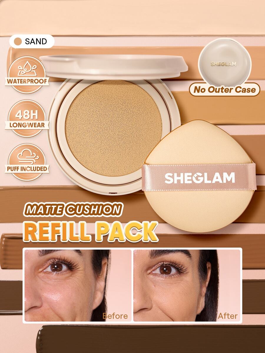 SHEGLAM Lock & Go 持久氣墊粉底(補充裝)-Sand 品牌美妝化妝品 適合女士與女孩 - Sand - 查看 1