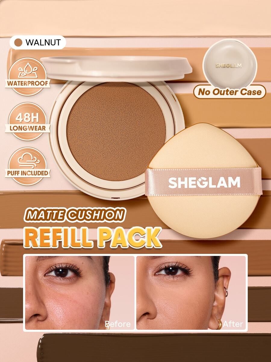 SHEGLAM Lock & Go 持久氣墊粉底(補充裝)-Walnut 品牌美妝化妝品 適合女士與女孩 - Walnut - 查看 1