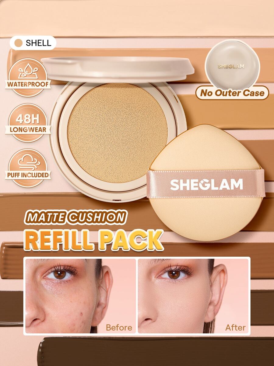 SHEGLAM Lock & Go 持久氣墊粉底(補充裝)-Shell 品牌美妝化妝品 適合女士與女孩 - Shell - 查看 1