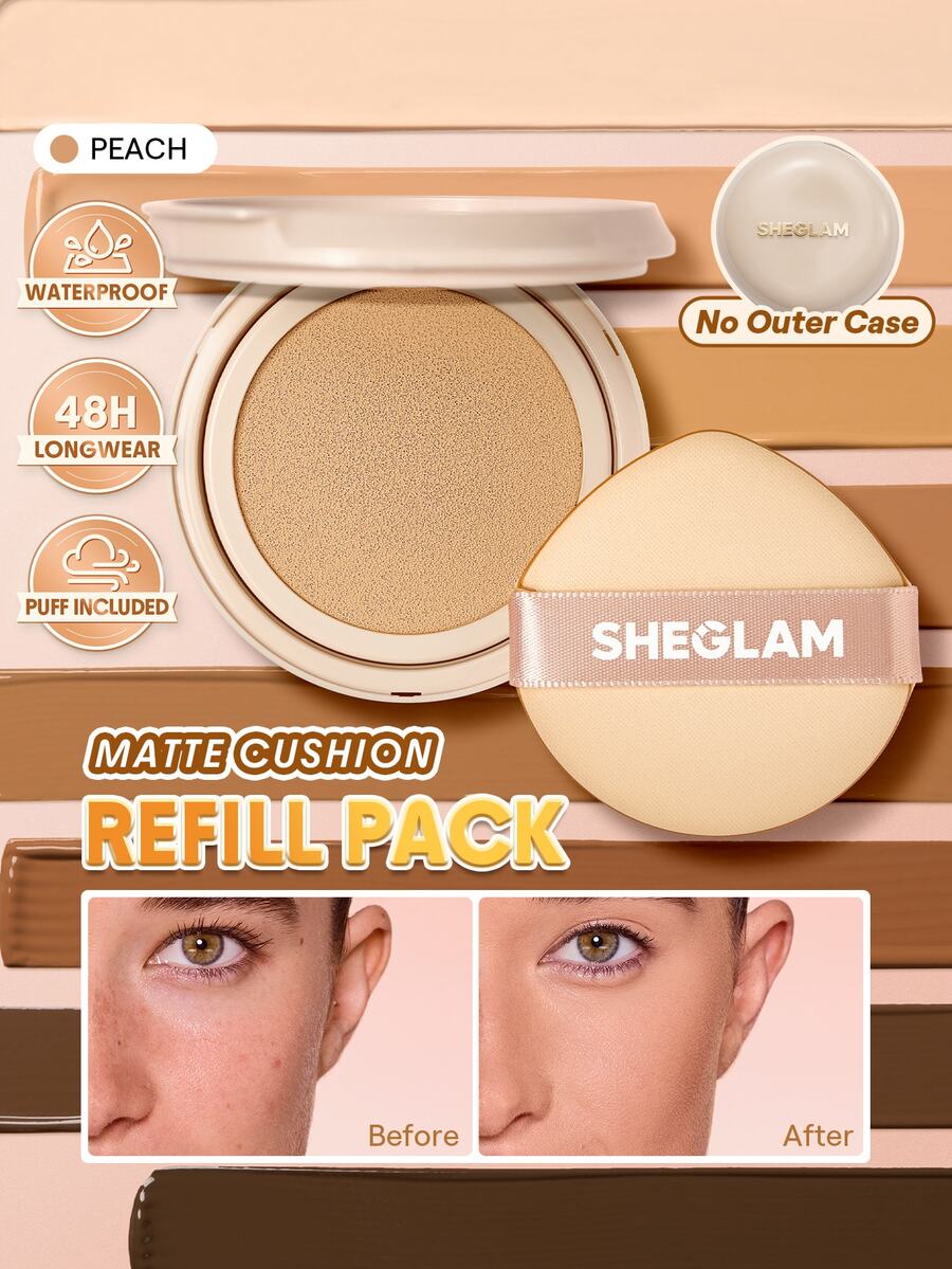 SHEGLAM Lock & Go 持久氣墊粉底(補充裝)-Peach 品牌美妝化妝品 適合女士與女孩 - 桃色 - 查看 1