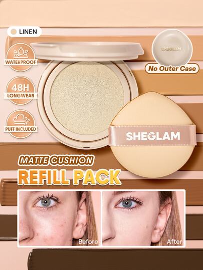 SHEGLAM Lock & Go Long-Lasting Cushion Foundation (Refill)-Linen Brand Beauty Cosmetic Makeup For Women And Girls