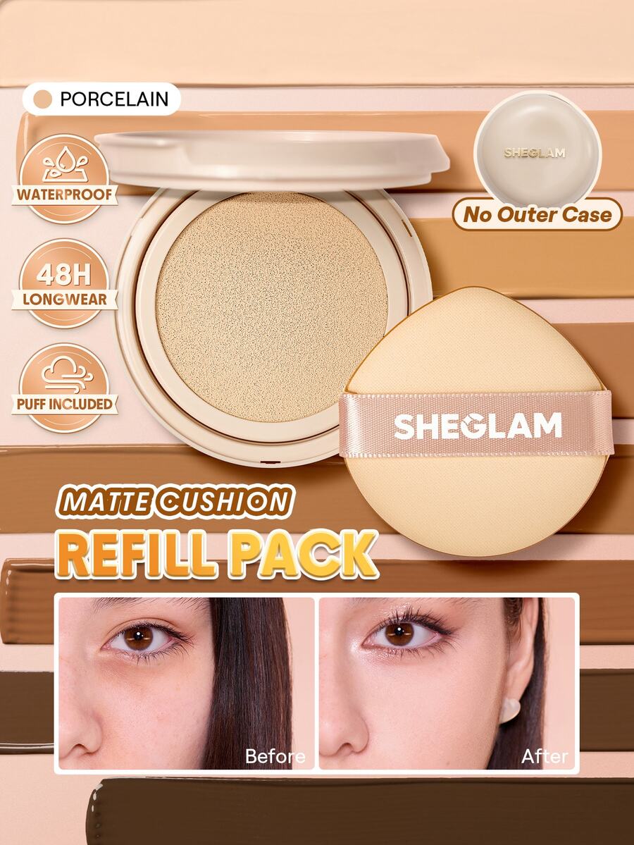 SHEGLAM Lock & Go 持久氣墊粉底(補充裝)-Porcelain 品牌美妝化妝品 適合女士與女孩 - 瓷 - 查看 1