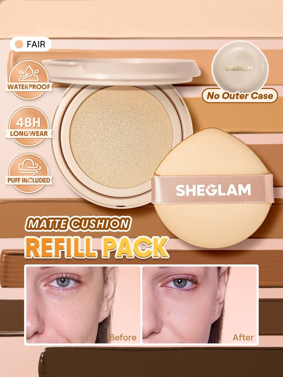 SHEGLAM Lock & Go 持久氣墊粉底(補充裝)-Fair 品牌美妝化妝品 適合女士與女孩 - Fair - 查看 1