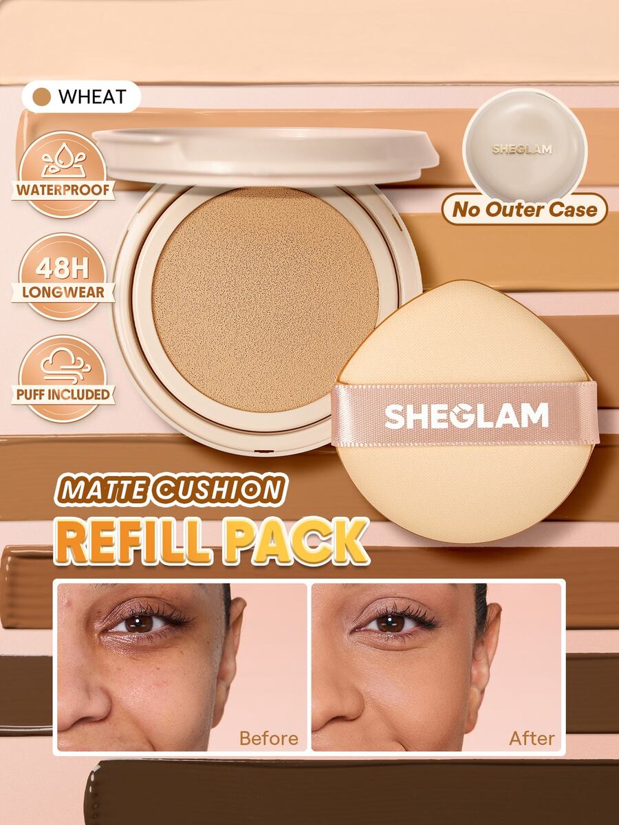 SHEGLAM Lock & Go 持久氣墊粉底(補充裝)-Wheat 品牌美妝化妝品 適合女士與女孩 - Wheat - 查看 1