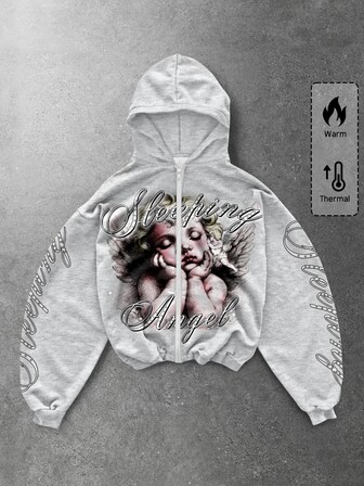 Street Life Sweat-shirt à capuche pour hommes avec imprimé lettre ange