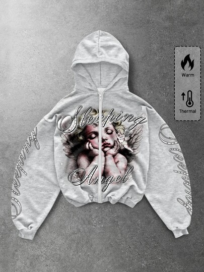 Street Life Men's Angel Letter Print Hoodie